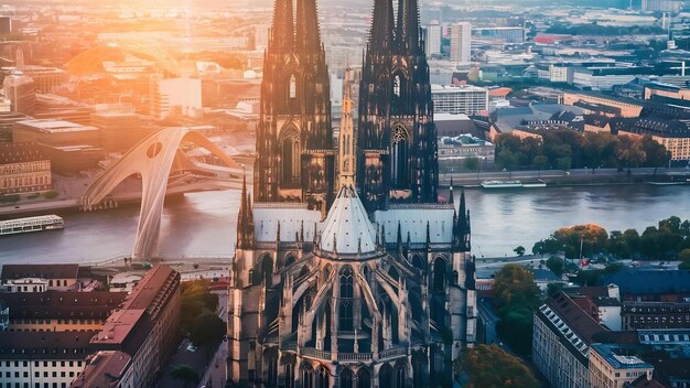 Cologne cathedral aerial