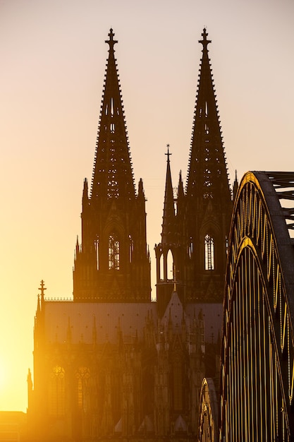 Cologne Cathedral silhouette at sunset