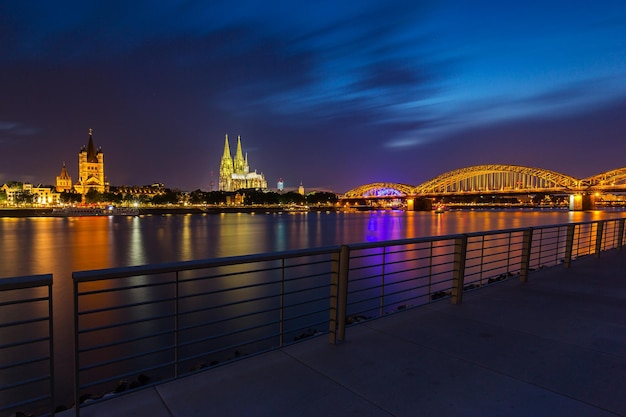 Cologne at night on the Deutz Rhine Avenue