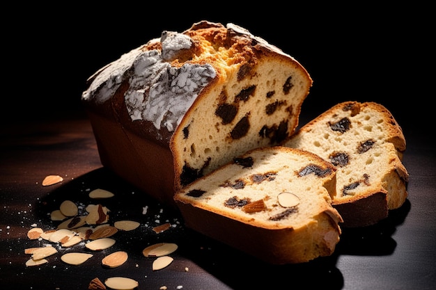 Photo colomba with chocolate and almonds top view