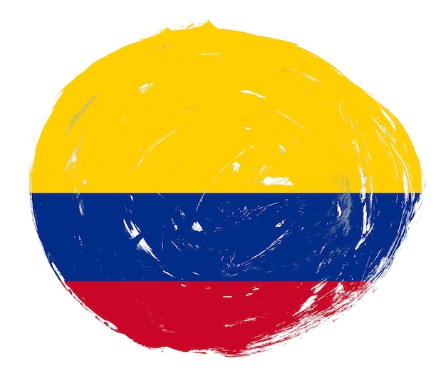 Colombia flag painted on a distressed white stroke brush background