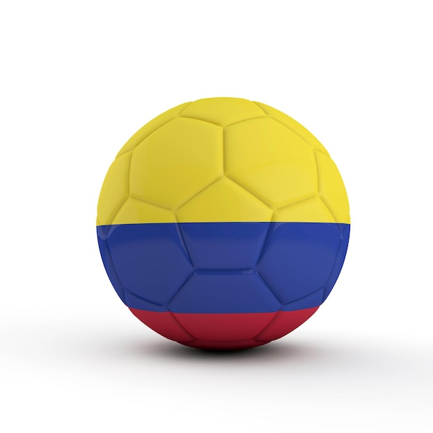 Colombia flag soccer football against a plain white background 3D Rendering