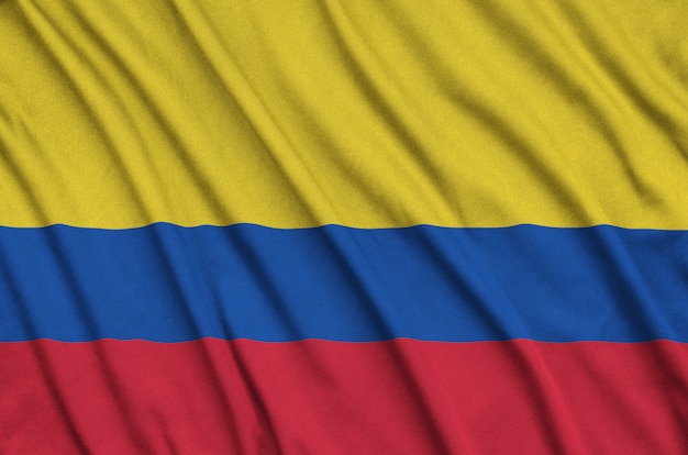 Colombia flag with many folds. 