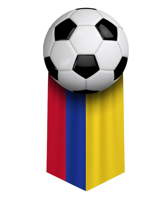 Bandiera del pallone da calcio colombia bandiera appesa banner 3d rendering