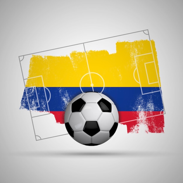 Colombia vlag voetbal achtergrond met grunge vlag voetbalveld en voetbal