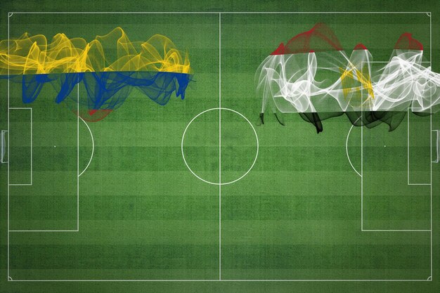 Colombia vs Egypt Soccer Match national colors national flags soccer field football game Competition concept Copy space