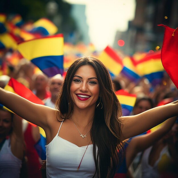 Colombiaanse Cheerleaders met hun vlag Voetbal