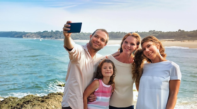 Colombiaanse gelukkige familie die selfie stock foto neemt