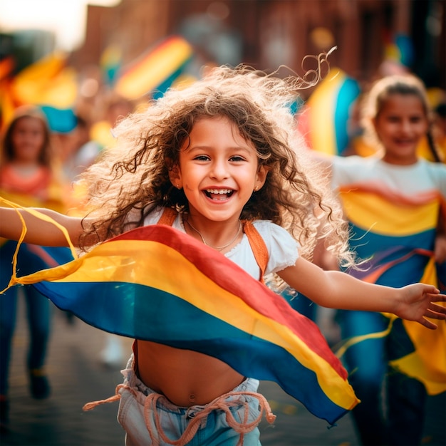 Colombiaanse mensen met hun vlag