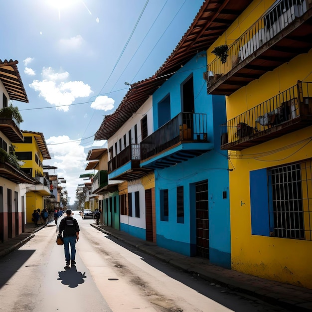 Colombiaanse stad kleurrijke straattaferelen