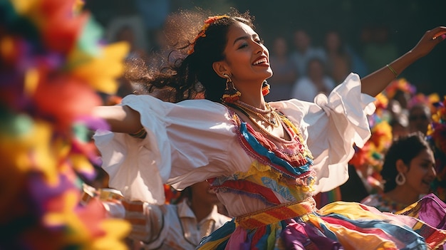 Colombiaanse volksdansers tijdens een traditioneel festival