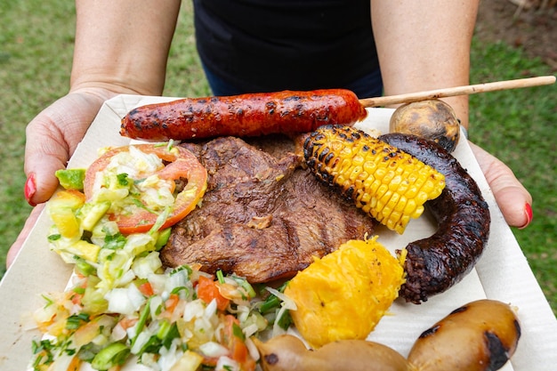 Colombian barbecue typical food of Colombia closeup image