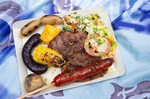 Colombian barbecue typical food of Colombia closeup image