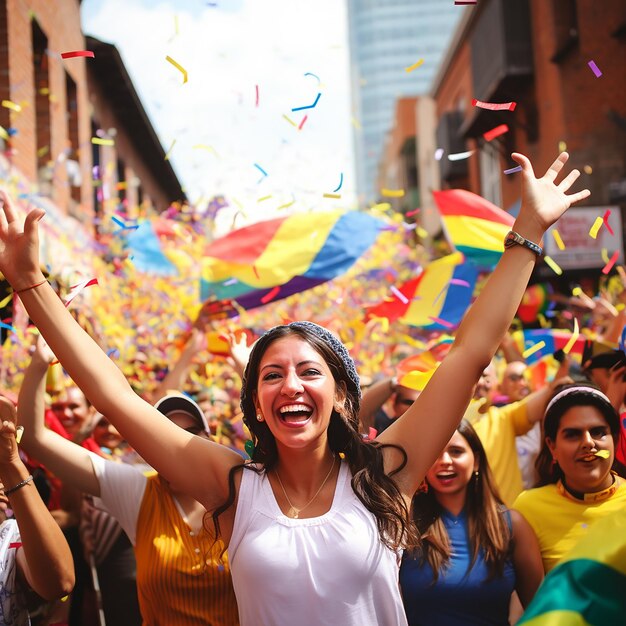 Colombian Cheer people with their flag Football