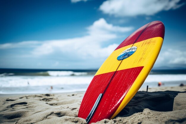 Colombian flag on a surfer's board