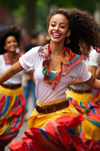 Фото Колумбийский народный танец на уличном фестивале