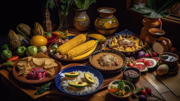 Colombian food a closeup shot of a freshly cooked Paisa dish served on a rustic wooden table