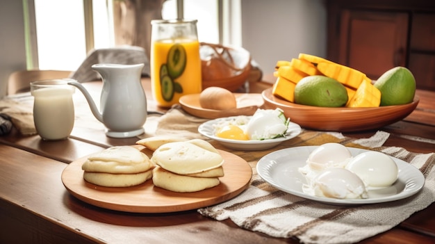 Colombian food a photograph of a traditional Colombian breakfast spread