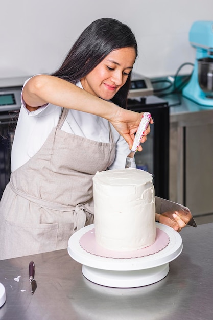 Colombian Pastry Chef Working in a professional kitchen