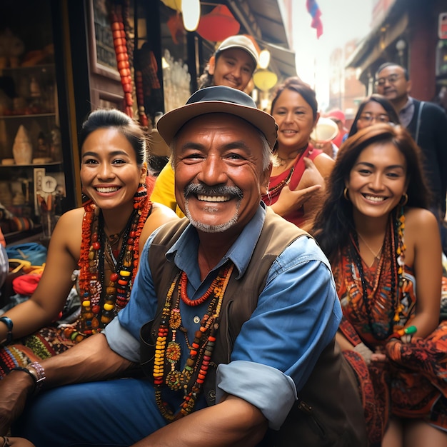 Colombian People Celebrating Their Vibrant Culture and National Pride with Traditional Flags