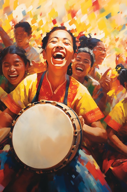 Colombian People Celebrating Their Vibrant Culture and National Pride with Traditional Flags