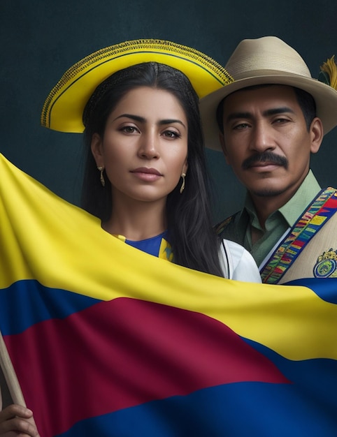 Colombian people with their flag Free Photo or Image