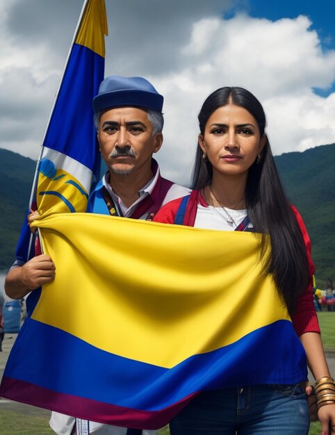 Colombian people with their flag Free Photo or Image