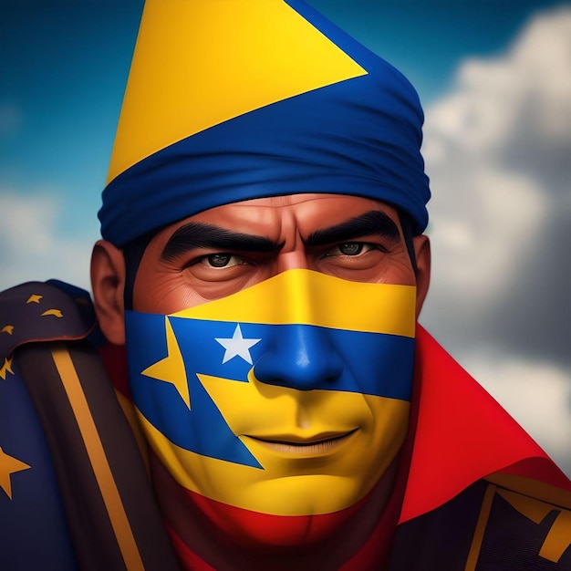 Colombian People with Their Flag Generated by Ai