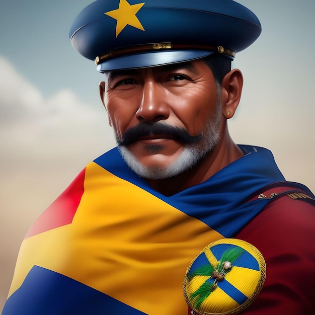 Colombian People with Their Flag Generated by Ai