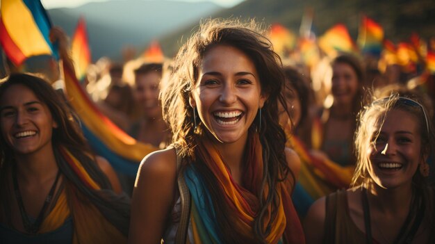 Colombian people with their flag