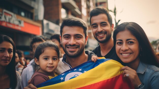 Foto il popolo colombiano con la sua bandiera