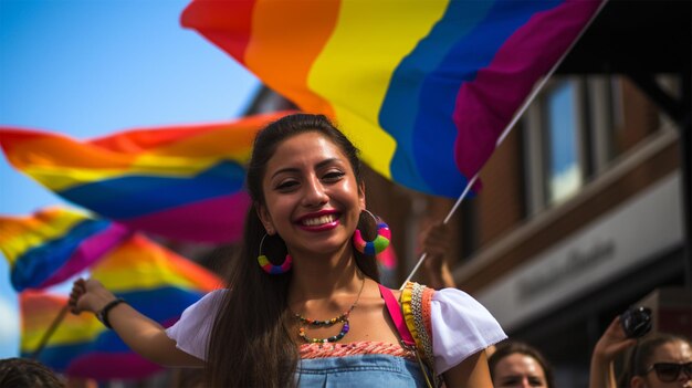 Colombian people with their flag