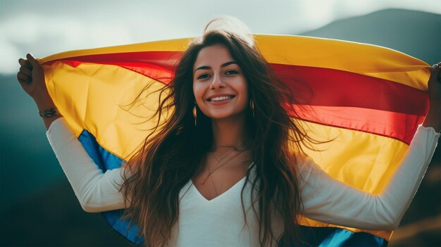 Colombian people with their flag