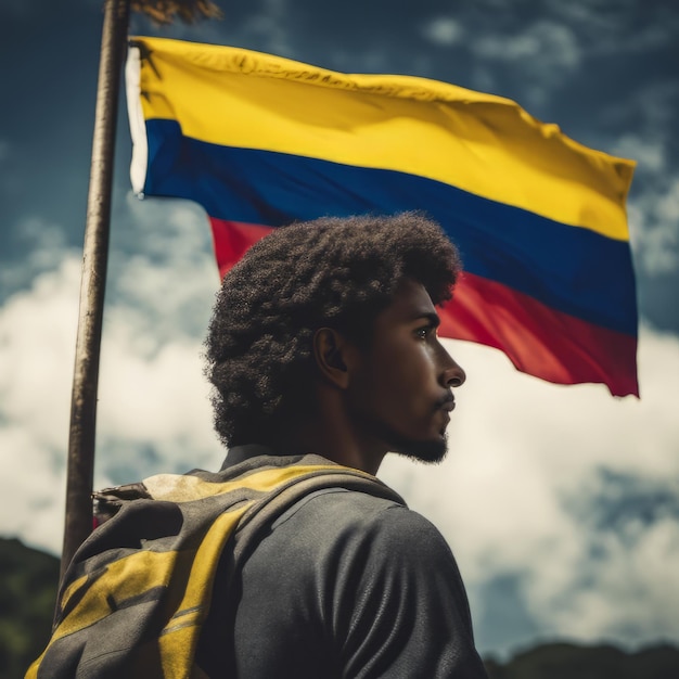 Foto il popolo colombiano con la sua bandiera