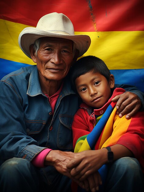 Colombian people with their flag