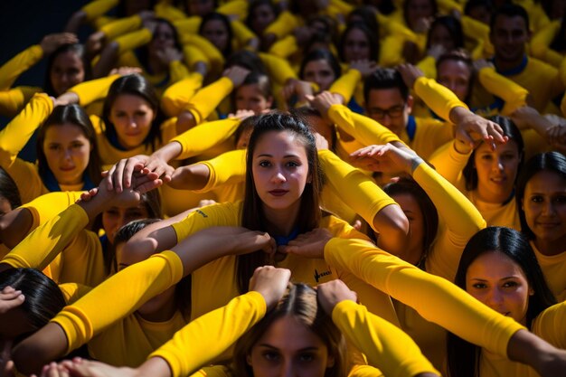 Colombian students forming a human flag formation