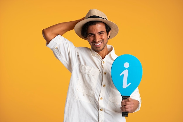 Colombian travel guide  posing in studio