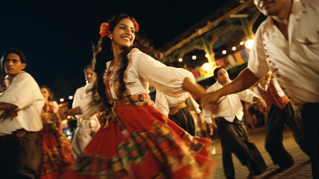 Photo colombians enjoying traditional music and dance at a local fair
