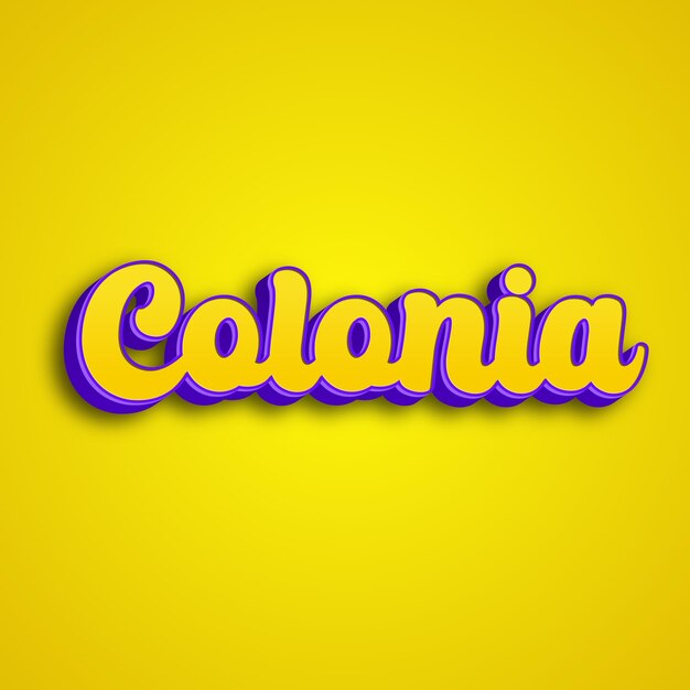 Colonia typography 3d design yellow pink white background photo jpg