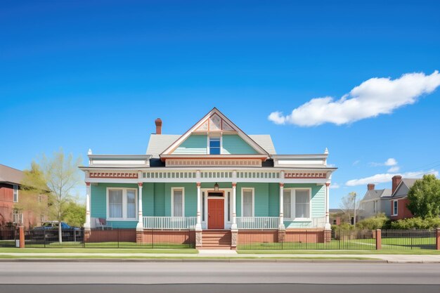 Colonial with balanced windows under clear blue sky