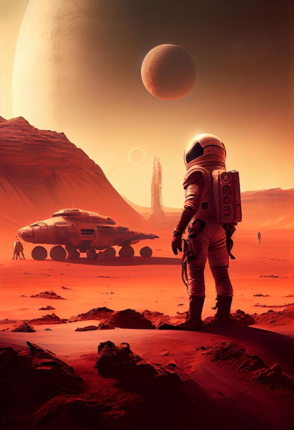 Колонизация Марса людьми Сгенерировано AI