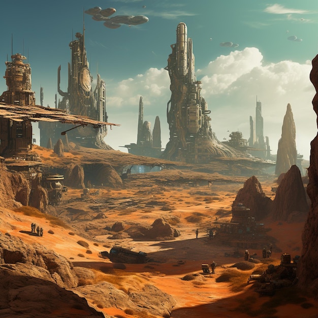 A colony on an alien desert planet