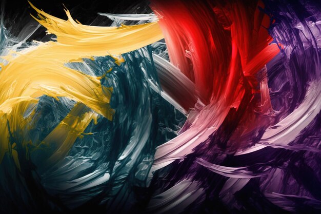 Color abstract background paint strokes Yellow red and blue oil painting