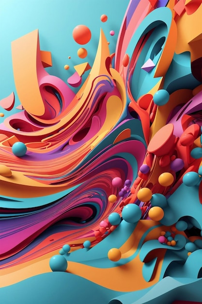 Color Abstract shape background colorful 3d vector thumbnail for social use