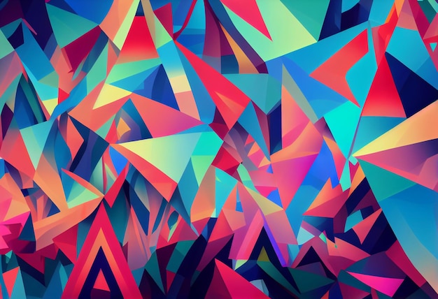 Цветная абстрактная трианглификация генерирующее искусство фоновая иллюстрация Генеративный ИИ