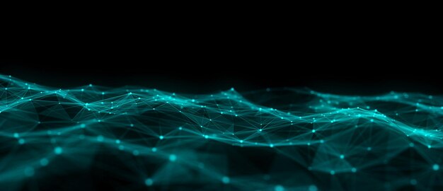 Color abstract wave background with dots and lines moving in space Technology illustration Futuristic modern dynamic wave 3d rendering
