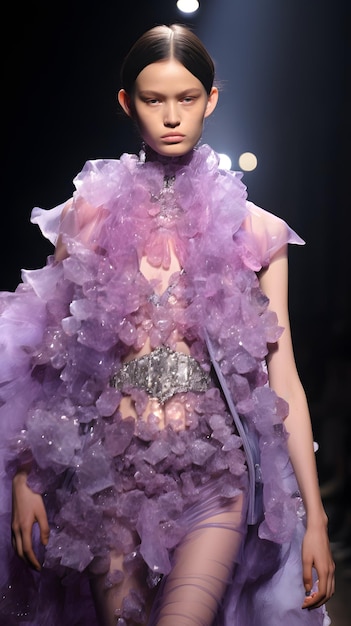 color amethyst and rauch topaz crystals Metaverse Fashion Week