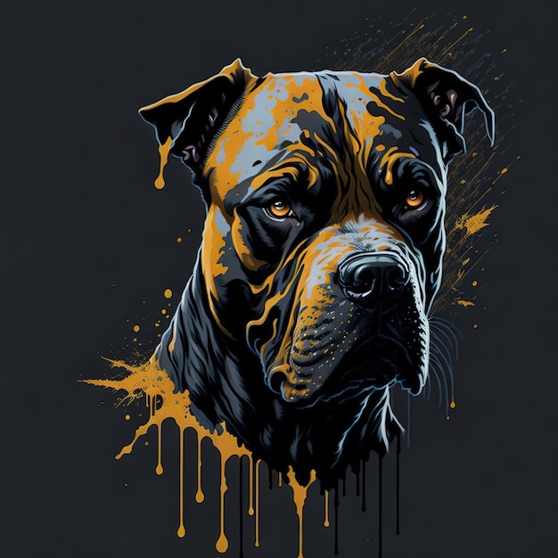 Color art of a piybull dog ai illustration