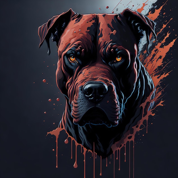 Color art of a piybull dog ai illustration