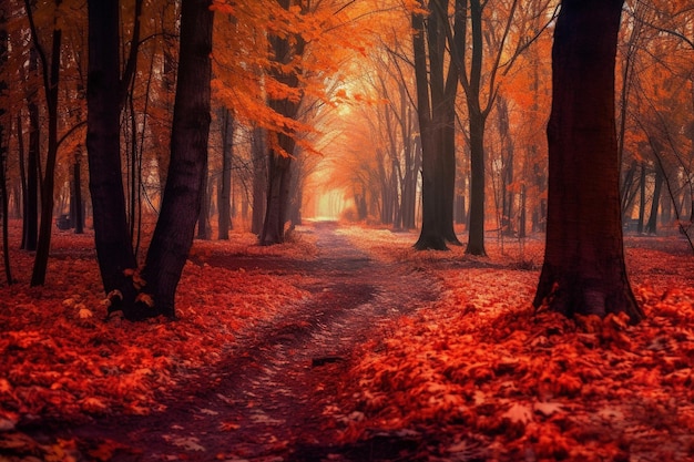 Color autumn forest